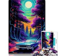 Puzzle da 1000 pezzi per adolescenti, auto al neon nella natura, puzzle per adolescenti, gioco a quiz, ideale come regalo per tutta la famiglia (dimensioni 75x50cm)
