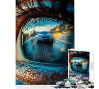 Puzzle da 1000 pezzi per adolescenti auto blu nell'occhio giocattoli antistress opera d'arte regalo gioco rompicapo con poster abbinato e foglio di quiz dimensioni 50x75cm