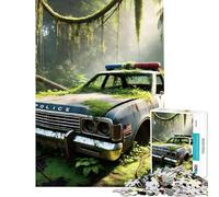 Puzzle da 1000 pezzi per adolescenti Auto della polizia abbandonata nella giungla Puzzle per ragazzi giocattolo decorativo da parete ideale per creare ricordi e creare ricordi Regalo perfetto
