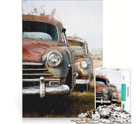 Puzzle da 1000 pezzi per adolescenti auto d'epoca in un campo gioco rilassante stimolante da completare per rafforzare l'amore tra le coppie 38x52cm
