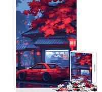 Puzzle da 1000 pezzi per adolescenti auto rossa in strada giapponese decorazione per la casa giocattoli regali per donne e uomini gioco impossibile collezione di artisti belle arti dimensioni 38x26cm