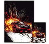 Puzzle da 1000 pezzi per adolescenti, auto sportiva con fiamme, ideale come regalo per la casa, giocattolo stimolante per tutta la famiglia, perfetto per le serate di gioco, 26x38cm