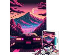 Puzzle da 1000 pezzi per adolescenti auto Synthwave in movimento sfida da completare antistress giocattolo decorazione da parete per ragazzi dai 14 anni in su (50x75cm)