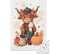 Puzzle Da 1000 Pezzi Per Adolescenti Autumn Pumpkin Spice Latte Cow Puzzle Per Adulti Giochi Divertenti Migliora La Memoria Regali Unici Per Compleanni E Occasioni Speciali 52x38cm/1000pcs