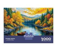 Puzzle Da 1000 Pezzi Per Adolescenti Autumn River Landscape with Boat Puzzle Per Adulti Gioco Pratico Ma Divertente E Umoristico Sfida Educativa 52x38cm/1000pcs