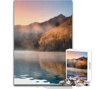 Puzzle da 1000 pezzi per adolescenti, autunno, lago, alba, bellissimo design, gioco per migliorare la memoria, regalo di compleanno, dimensioni 50x75cm