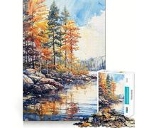 Puzzle da 1000 pezzi per adolescenti,autunno,lago,riflesso,incastro perfetto,arte,gioco per la mente,regalo,tempo libero,Natale,arte (50x75cm)