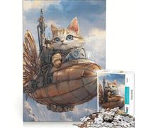 Puzzle da 1000 pezzi per adolescenti avventura di un gatto steampunk giocattolo decorativo da parete regalo di compleanno per rafforzare l'amore tra le coppie 50x75cm
