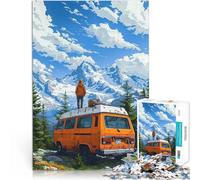 Puzzle da 1000 pezzi per adolescenti Avventura in furgone arancione Antistress Sfida difficile Lista dei desideri con Babbo Natale 38x26cm