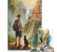 Puzzle da 1000 pezzi per adolescenti, avventura nella giungla con analisi del gatto e gioco rompicapo logico per ragazzi dai 14 anni in su, 50x75cm