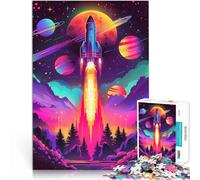Puzzle da 1000 pezzi per adolescenti Avventura spaziale con razzo Difficile Duro Decorazione murale Regali unici per compleanno e Natale 75x50cm