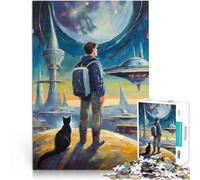 Puzzle da 1000 pezzi per adolescenti Avventura spaziale con un gatto Attività per famiglie è ideale come regalo per tutta la famiglia 38x26cm