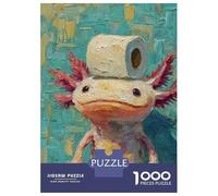 Puzzle Da 1000 Pezzi Per Adolescenti Axolotl with Toilet Paper Hat Painting Puzzle Per Adulti Gioco Rompicapo Analisi E Logica Aiuta Ad Allenare Il Cervello 52x38cm/1000pcs