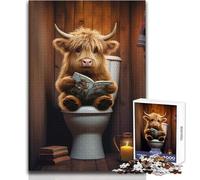 Puzzle da 1000 pezzi per adolescenti Baby Highland Cow Toilette Passatempo tranquillo e appagante Giocattolo con taglio di precisione e incastro perfetto Dimensioni 50x75cm