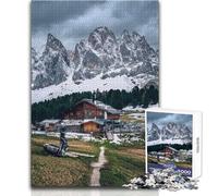 Puzzle da 1000 pezzi per adolescenti, baita alpina con vista sulle montagne, modello per divertimento in famiglia e serata di giochi, ottimo regalo, dimensioni 38x26cm