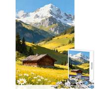Puzzle da 1000 pezzi per adolescenti baita alpina nel prato estivo decorazione per la casa giocattoli ottimo regalo per giochi educativi migliora l'amore tra coppie dimensioni 38x26cm