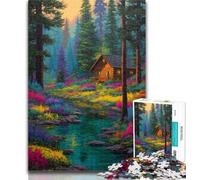 Puzzle da 1000 pezzi per adolescenti "Baita nel bosco" per adolescenti, giocattoli per l'intrattenimento della famiglia, ideali come regalo per tutta la famiglia, 26x38cm