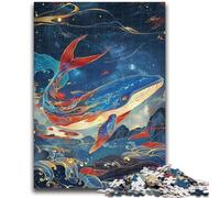 Puzzle da 1000 pezzi per adolescenti, balena blu con piume, giocattolo educativo intellettuale decomprimente, decorazione perfetta, 26x38cm