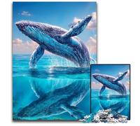 Puzzle da 1000 pezzi per adolescenti Balena che salta fuori dal mare Puzzle in legno Giochi Giocattoli Regalo, Rafforza l'amore tra coppie per età 14+ 50X75CM