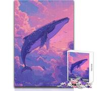Puzzle da 1000 pezzi per adolescenti, balena che vola nel cielo, retrò, accogliente, rilassante, per il tempo libero, giocattolo da gioco avanzato con taglio di precisione, dimensioni 50x75cm