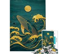 Puzzle da 1000 pezzi per adolescenti balena dorata nell'oceano turchese arte del puzzle per adulti giocattolo fai da te analisi e logica regalo di compleanno e unico (dimensioni 50x75cm)