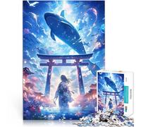 Puzzle da 1000 pezzi per adolescenti Balena nel cielo Difficile da completare ma divertente e umoristico Collezione di artisti, Belle arti 38x26cm