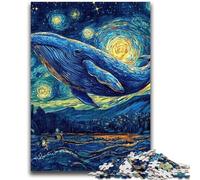 Puzzle da 1000 pezzi per adolescenti "Balene nel cielo notturno" Difficile da completare ma divertente e umoristico Regalo di compleanno, regali, decorazione da parete 26x38cm