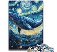 Puzzle da 1000 pezzi per adolescenti, Balene nel cielo notturno, gioco per famiglie, antistress, sfida difficile, collezione di artisti, belle arti, 50x75cm