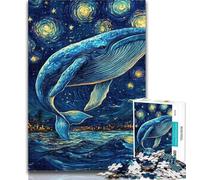 Puzzle da 1000 pezzi per adolescenti Balene nel cielo notturno Puzzle da 1000 pezzi per adulti, collezione di artisti di giochi intellettuali, belle arti 26x38cm