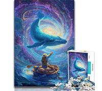 Puzzle da 1000 pezzi per adolescenti Balene nello spazio, sfida difficile antistress, regali di Babbo Natale segreto per ragazzi dai 14 anni in su, 38x26cm
