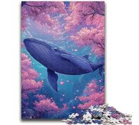 Puzzle da 1000 pezzi per adolescenti, balene sotto i fiori di ciliegio, puzzle per adulti, antistress, per ammazzare il tempo in casa, per migliorare l'amore tra coppie (50x75cm)