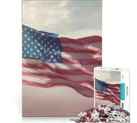 Puzzle da 1000 pezzi per adolescenti, bandiera americana al vento, gioco rilassante, stimolante da completare, per rafforzare l'amore tra le coppie 38x26cm