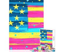 Puzzle da 1000 pezzi per adolescenti bandiera americana astratta arte murale patriottica giocattolo educativo regali di Babbo Natale segreto gioco rompicapo aiuta il cervello ad allenarsi 38x52cm
