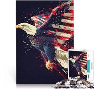 Puzzle da 1000 pezzi per adolescenti Bandiera americana dell'aquila Sfida difficile con pezzi completamente interconnessi di forma casuale 75x50cm