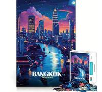 Puzzle da 1000 pezzi per adolescenti,Bangkok,Thailandia,paesaggio urbano notturno,ritaglio preciso,decorazione,gioco per esercitare la mente,gioco di pace,divertimento,regalo di Natale (50x75cm)
