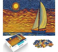 Puzzle da 1000 pezzi per adolescenti Barca a vela al tramonto stellato sfida educativa Decorazione murale Regali unici per compleanno e Natale 38x26cm