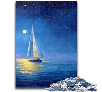 Puzzle da 1000 pezzi per adolescenti Barca a vela sotto il cielo stellato Giocattoli educativi per l'apprendimento Giochi per famiglie Migliora l'amore tra coppie 50X75CM