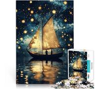 Puzzle da 1000 pezzi per adolescenti Barca a vela sotto un cielo stellato Attività per famiglie Gioco educativo per compleanno e Natale 38x26cm