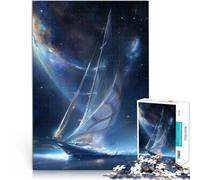 Puzzle da 1000 pezzi per adolescenti Barca a vela stellare Sfida di gioco educativo giocattolo con poster abbinato e foglio di quiz 38x26cm