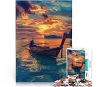Puzzle da 1000 pezzi per adolescenti Barca da pesca thailandese al tramonto Giochi divertenti è ideale come regalo per tutta la famiglia 38x26cm