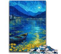 Puzzle da 1000 pezzi per adolescenti "Barca sotto il cielo notturno" Difficile da completare ma divertente e umoristico Regalo di compleanno, regali, decorazione da parete 50x75cm