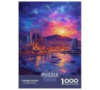 Puzzle Da 1000 Pezzi Per Adolescenti Barcelona Cityscape at Sunset Puzzle Per Adolescenti Gioco Pratico Decorazione Murale Difficile Da Completare 38x26cm/1000pcs