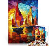 Puzzle da 1000 pezzi per adolescenti Barche a vela al tramonto Gioco intellettuale giocattolo Migliorare l'amore tra le coppie 50x70cm