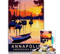 Puzzle da 1000 pezzi per adolescenti "Barche sulla baia di Chesapeake", sfida difficile antistress, regalo di compleanno, regali, arte murale per età 14+ 38x26cm