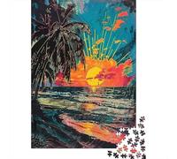 Puzzle Da 1000 Pezzi Per Adolescenti Beach Sunset Palm Trees-2 Puzzle Per Adolescenti Giocattoli Fai Da Te Analisi E Logica Per Compleanno, Natale 70x50cm/1000pcs