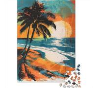 Puzzle Da 1000 Pezzi Per Adolescenti Beach Sunset Palm Trees Adolescenti Puzzle Giochi Rilassanti Difficili Regali Difficili Per Amici E Familiari 38x26cm/1000pcs