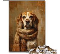 Puzzle da 1000 pezzi per adolescenti Beagle con sciarpa Gioco stimolante e gioco in famiglia Un'opera d'arte per bambini dai 14 anni (dimensioni 26x38cm)