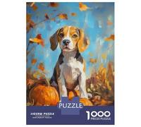 Puzzle Da 1000 Pezzi Per Adolescenti Beagle Puppy with Pumpkins Painting Fall Dog Portrait Puzzle Per Adulti Gioco Pratico Migliora La Memoria Regalo Di Compleanno, Regali, 70x50cm/1000pcs
