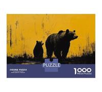 Puzzle Da 1000 Pezzi Per Adolescenti Bear And Cub Silhouette Art Puzzle Per Adulti Giochi Rilassanti Analisi E Logica Per Compleanno, Natale 70x50cm/1000pcs