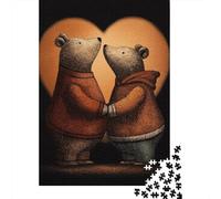 Puzzle Da 1000 Pezzi Per Adolescenti Bear Couple Holding Hands Puzzle Per Adulti Gioco Pratico Decorazione Da Parete Offerta Come Regalo Per Tutta La Famiglia 38x26cm/1000pcs
